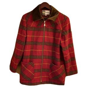 Vintage Barn Jacket Women's FS Sport Red Plaid Wool Full Zip Jacket  SZ S